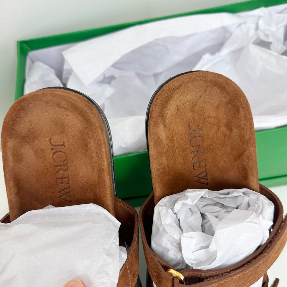 J.Crew New Colbie Wide Strap Sandals Slide Suede English Saddle Womens US 7.5 - Picture 5 of 10